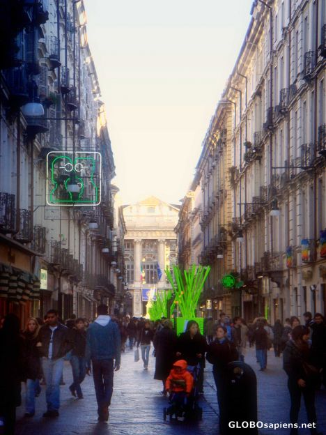 Postcard turin shopping road