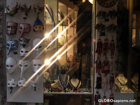 Postcard Reflection of the light on the shop window