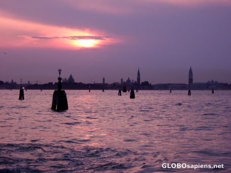 Postcard The sun sets over the lagoon