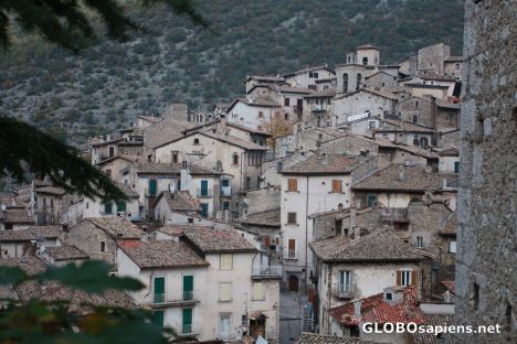 Postcard the tiled roof in Scanno