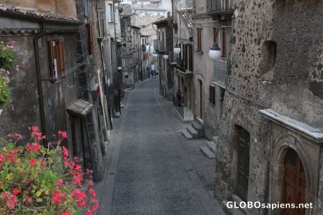 Postcard the main street in Scanno