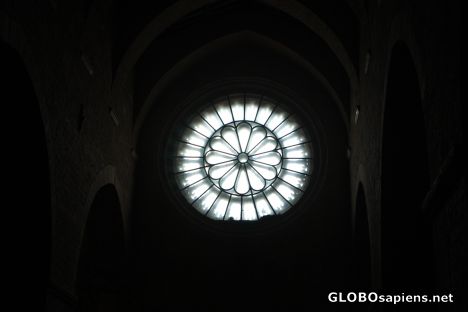 Postcard Rose window of Abbey of San Pietro