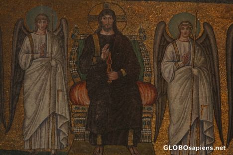 Postcard Christ with angels