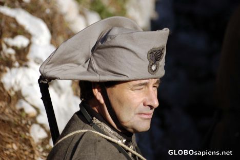 Postcard A carabiniere during the commemoration.