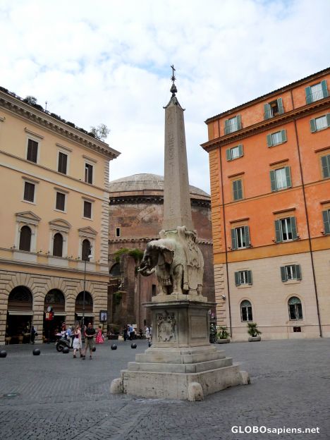 Postcard Bernini's elephant at Piazza Minerva -