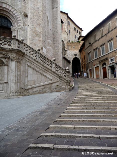 Postcard Walking up to the old town center -