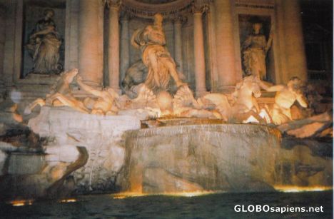 Postcard Trevi Fountain at night