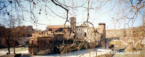 Postcard Tiberine Island, Rome, Italy