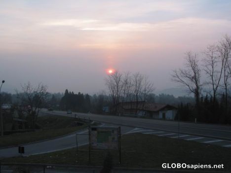 Postcard Sunrise over Lake Como Town