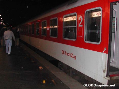 Postcard Overnite train from Munich to Florence