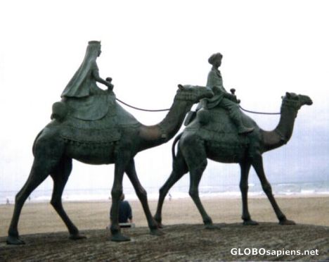Postcard Onjuku Beach statue