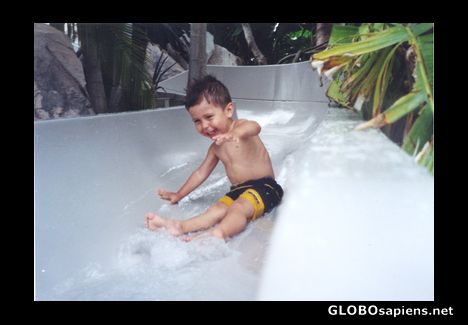 Postcard My grandson Quentin enjoying the water park