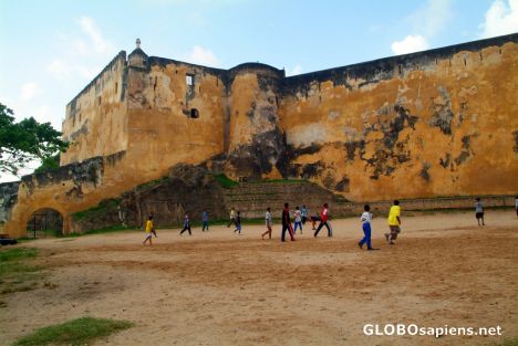 Postcard Mombasa - local footballers