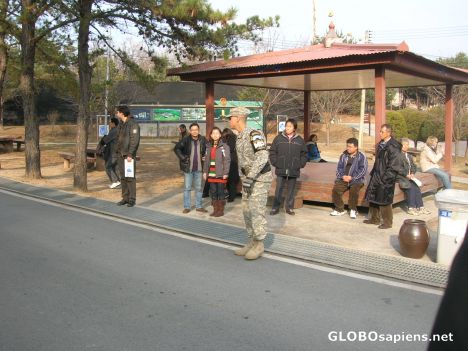Postcard American soldier in Panmunjom