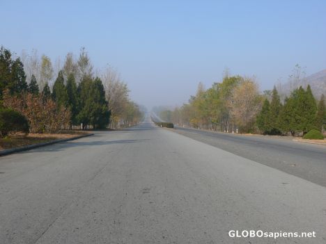 Postcard north korean highway at rush hours