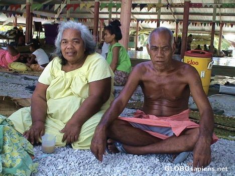 Postcard Old couple from Christmas Island...