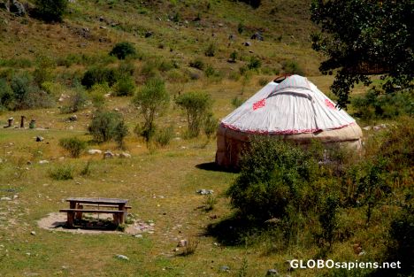 Postcard Big Almaty River Valley - camping