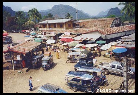 Postcard Vang Vieng Urban Bus Station.