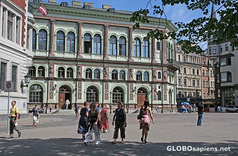 Postcard Latvian Stock Exchange at Doma Laukums