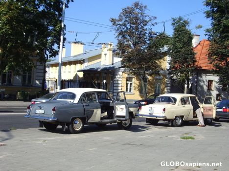 Postcard Old cars in Vilnius