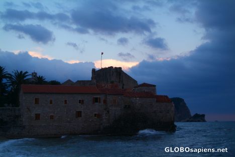 Postcard Budva (ME) - storm approaching the citadel