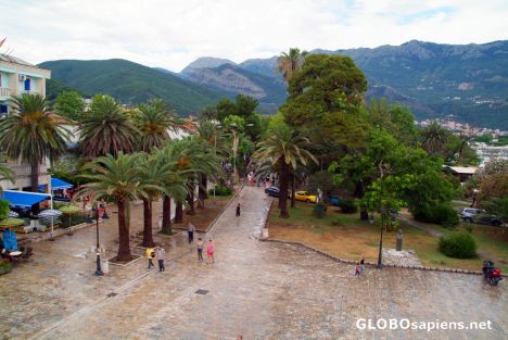 Postcard Budva (ME) - the street along the Slovenian Beach