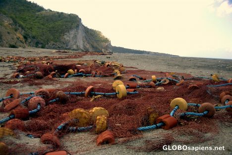 Postcard Fishing nets on Old Road Beach