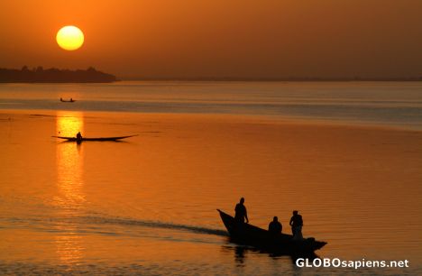 Postcard Segou (ML) - Sunset on Boxing Day, at the Niger