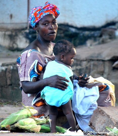 Postcard A mother and a baby