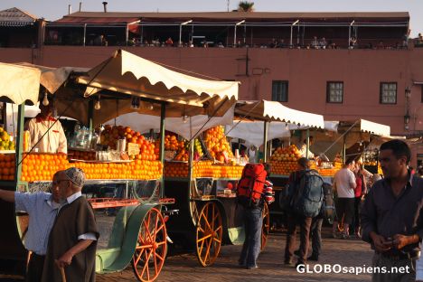 Postcard Orange juice stalls
