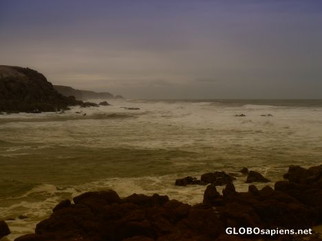Postcard Evening over the stormy coast