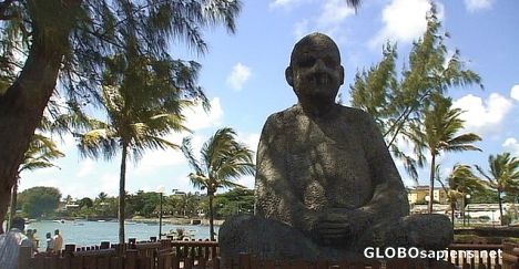 Postcard Buddha statue in Mahebourg