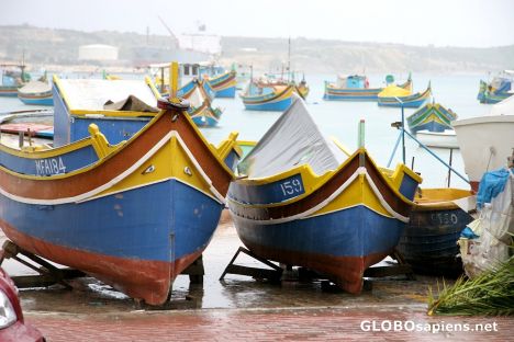 Postcard luzzu, the typical fishing boat