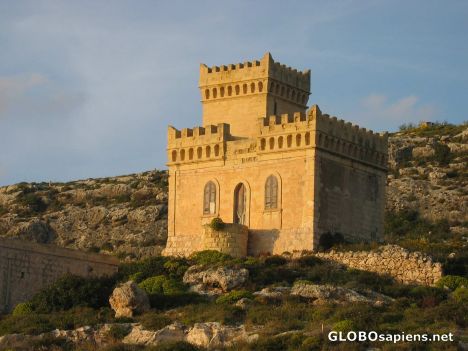 Postcard Small castle at Ghar Lapsi Bay