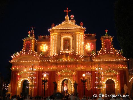 Postcard Rabat church during feast