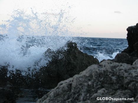 Postcard Waves broke on the rocks