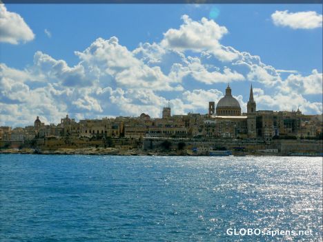 Postcard Valetta wall and cathedral