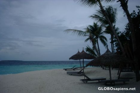 Postcard Maldivian beach in the Baa-Atoll