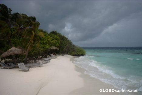 Postcard Maldivian beach in the Baa-Atoll