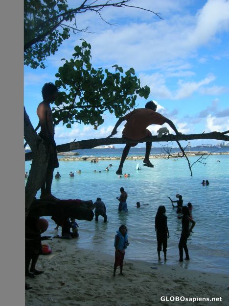 Children playing in the beach