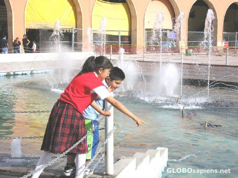 Postcard Children Playing at the Fountain