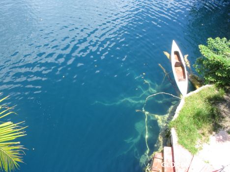 Canoe at Cenote Azul