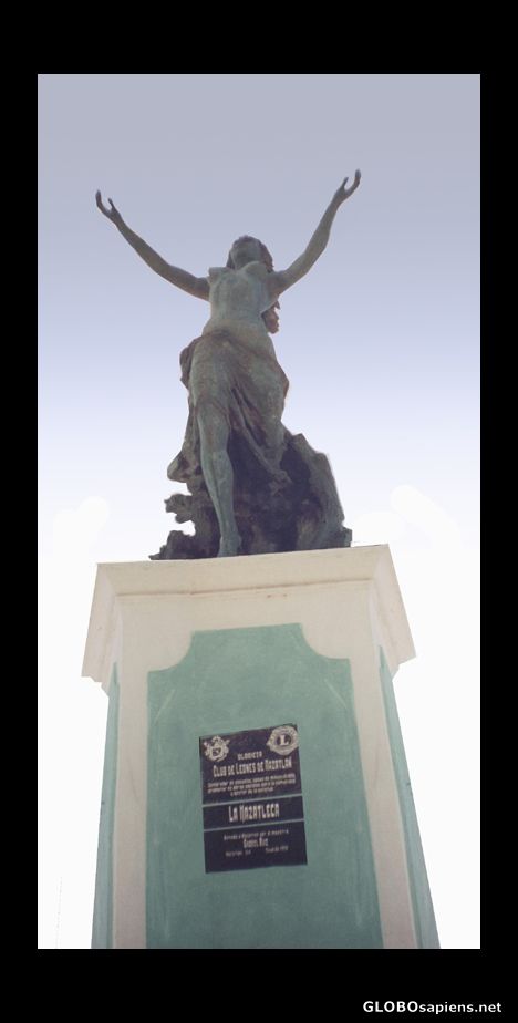 Postcard statue