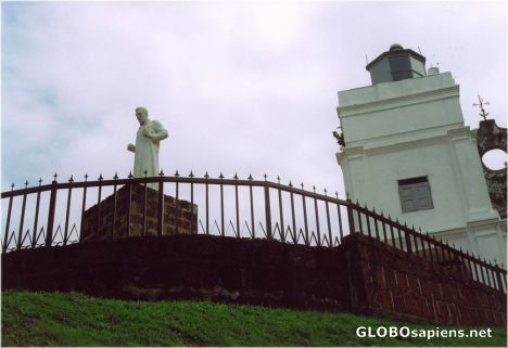 Postcard St Paul's Church and Statue of St Francis Xavier