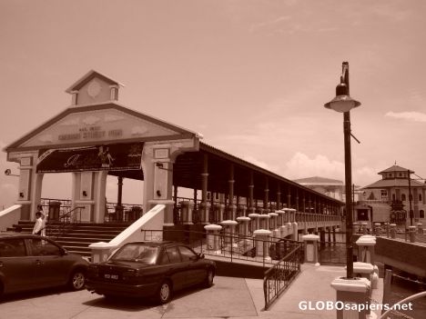 Postcard Church St Pier in Sepia