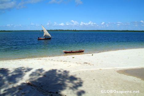 Postcard Ibo - the beach & boat