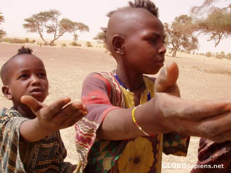 Postcard BOYS FROM ZOO BABA VILLAGE