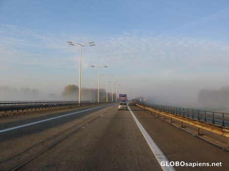 Postcard Ride through fog