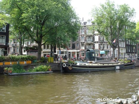 Postcard Houseboat with garden raft -