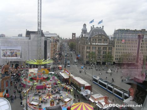Postcard Dam square from the window of Madam tussauds